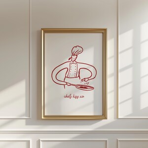 Modern Chef Kitchen Art Chefs Kiss Print Aesthetic Cooking Poster Quirky Minimalist Kitchen Decor Funny