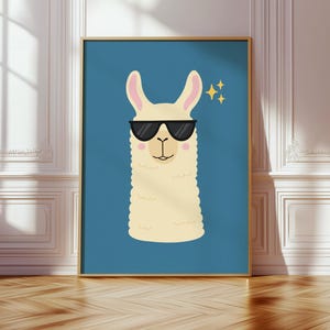 Llama Whimsical Wall Art – Cute Animal Nursery Print, Baby Room Decor, Toddler Bedroom Poster, Boho Llama Illustration, Playroom Art