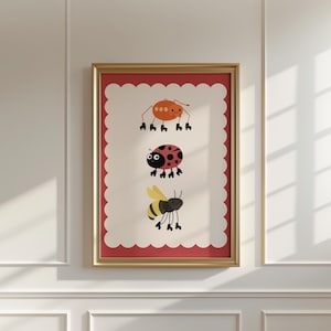Rollerblading Bug Print - Cute Insect Wall Art for Kids Room | Bee, Ladybug & Spider Nursery Decor | Funny Bug Illustration | Playroom Art
