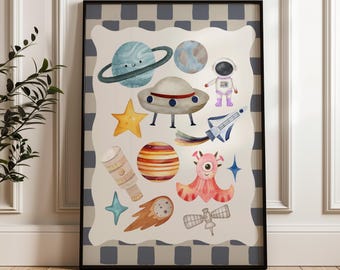 Kids Space Wall Art | Planets, Rocket, Astronaut (Digital Download)
