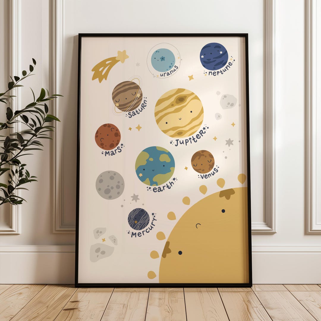 Solar System Planets Wall Art Print, Toddler Nursery Prints, Space ...
