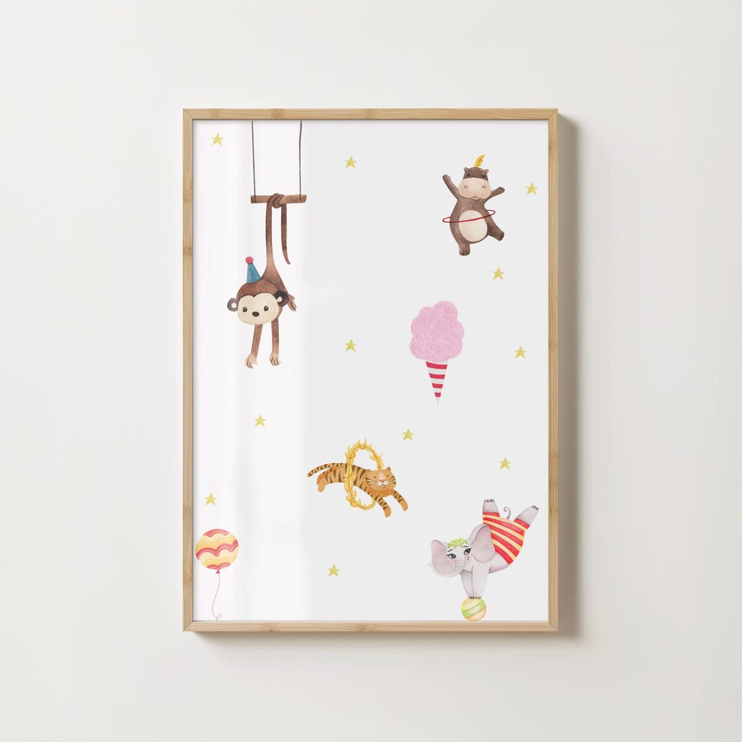 Whimsical Circus Animal Nursery Print | Playroom Decor (digital ...