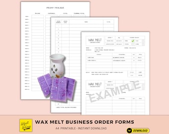 Wax Melt Order Forms For Small Business - Printable, Fillable  | Instant Digital Download | A4