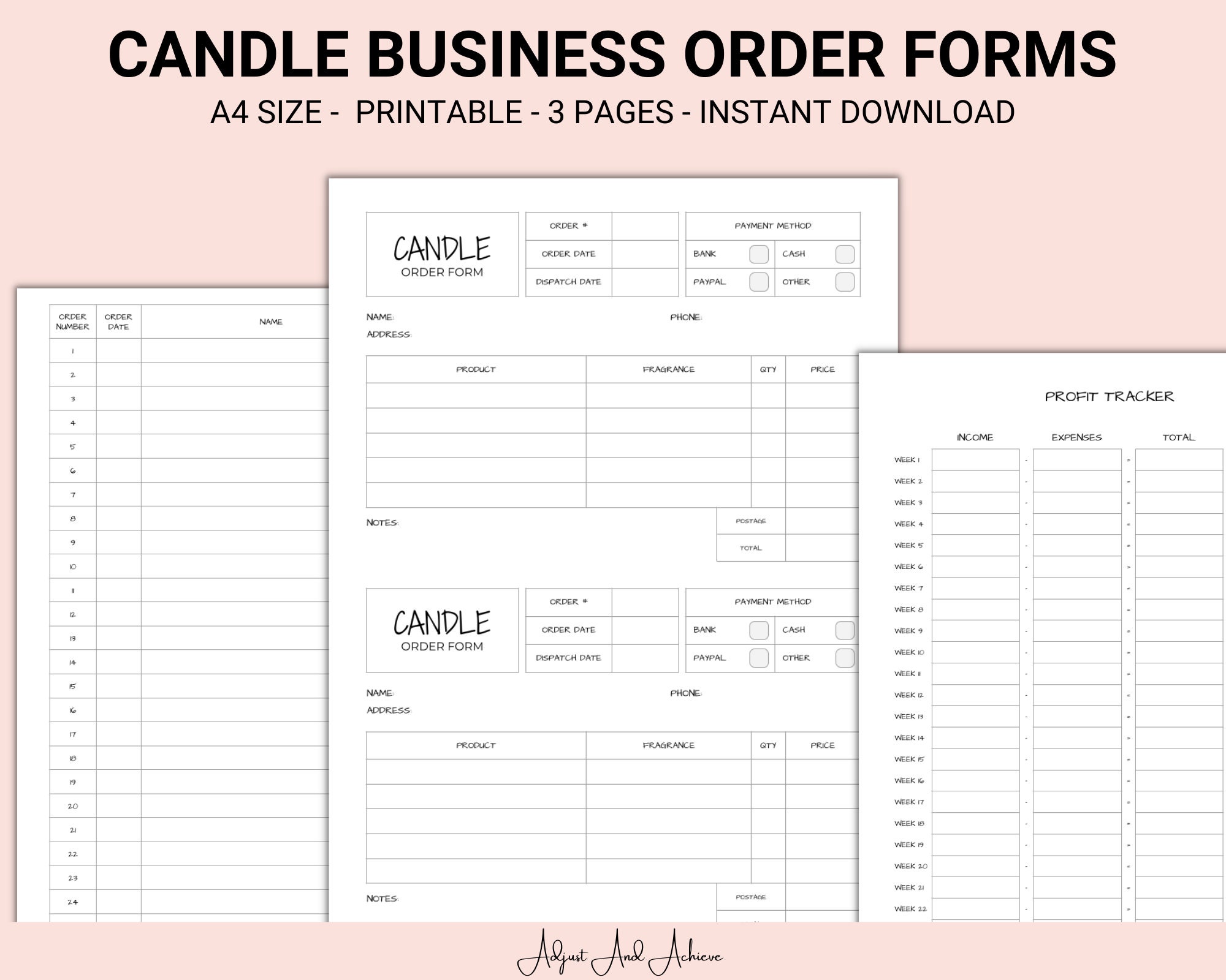 Candle Order Forms, for Candle Businesses Candle Sales Templates