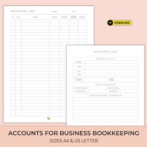 Printable Income and Expense Log | Instant Digital Download ...