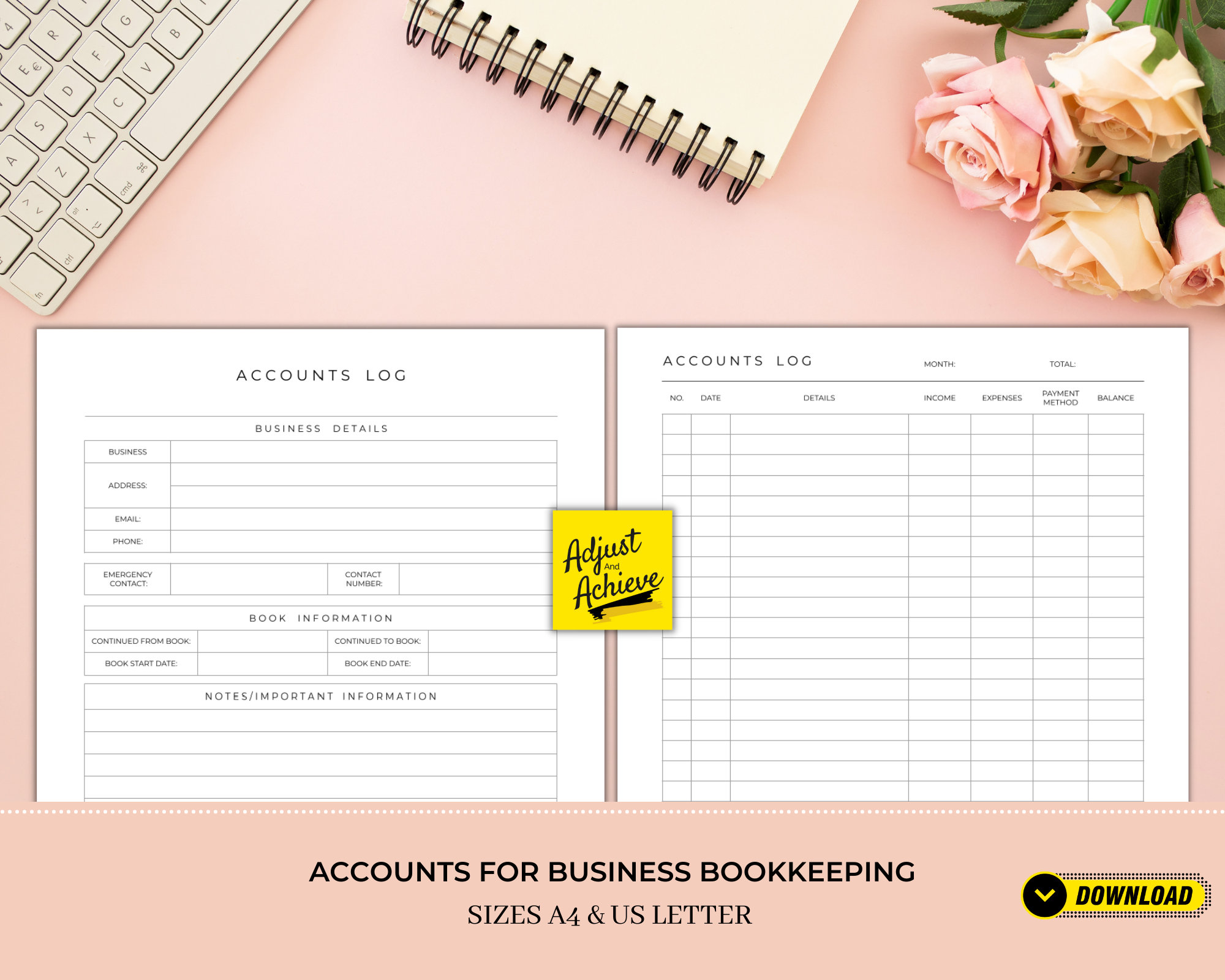 Printable Income and Expense Log | Instant Digital Download ...