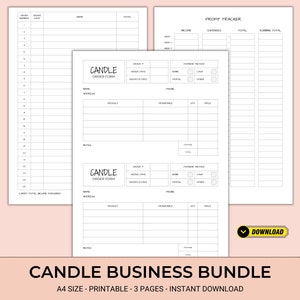 Candle Order Forms, For Candle Businesses - Candle Sales Templates | Printable Template | Instant Digital Download | A4
