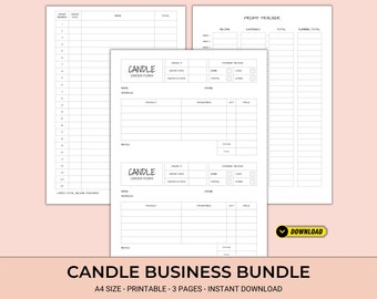 Candle Order Forms, For Candle Businesses - Candle Sales Templates | Printable Template | Instant Digital Download | A4