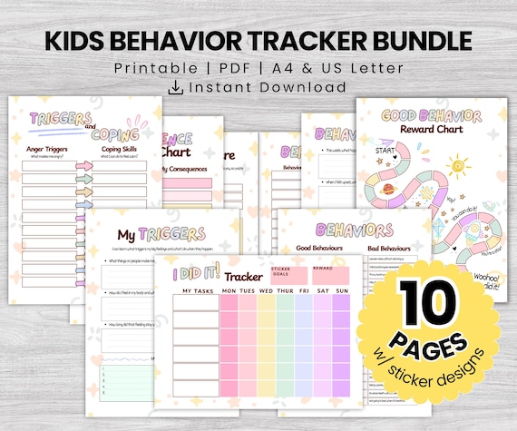 Kids Behavior Chart Printable Bundle | Reward Chart for Kids, Daily Routine Chart, Chore Chart, Behavior Tracker, Parenting Tool PDF