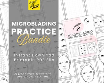 Hojas de práctica de microblading de trazos de pelo, mapeo de cejas, plantillas de entrenamiento de microblading, boceto de patrón de microblading