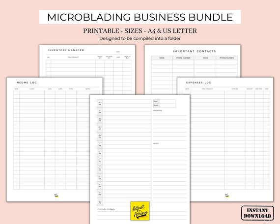 Printable Microblading Business Template SPMU Appointments - Etsy