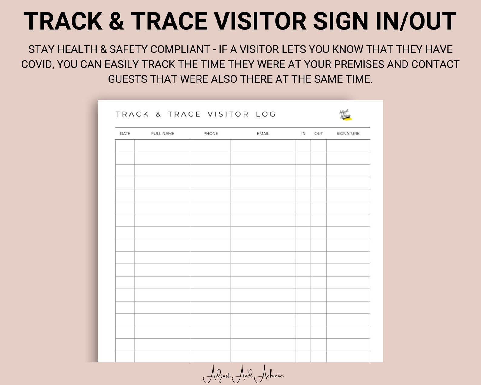 Printable Visitor Sign In Guest Sign In Sign in Sheets Etsy