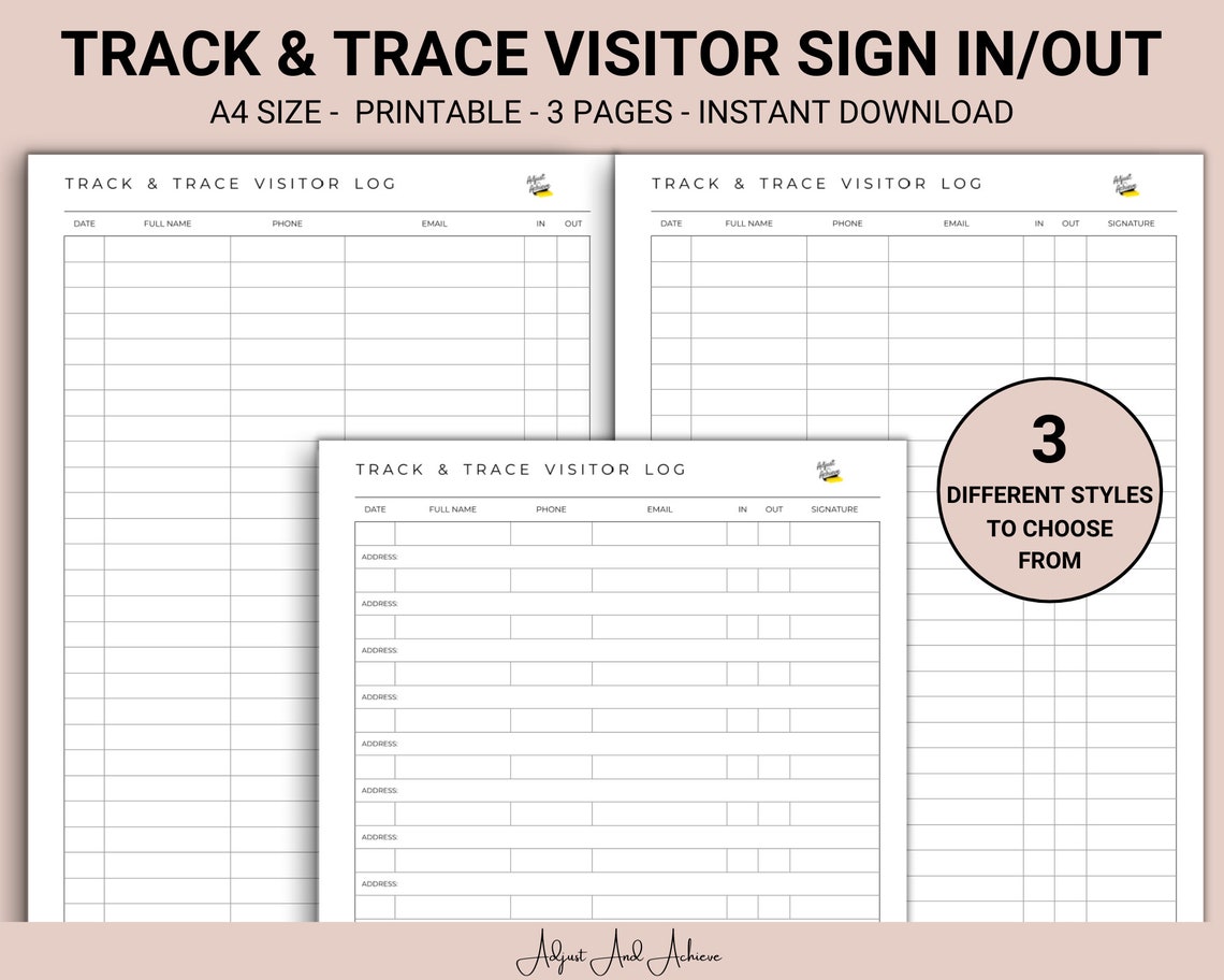 Printable Visitor Sign In Guest Sign In Sign in Sheets - Etsy