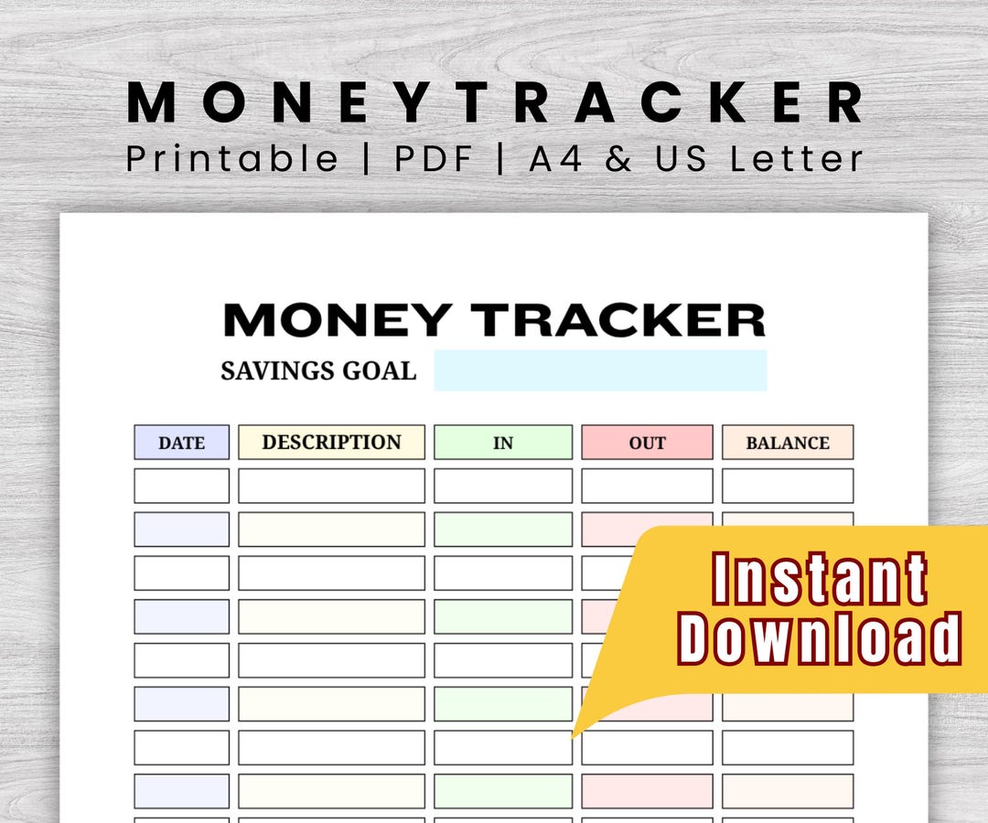 Money Tracker Printable, Income and Expense Tracker, Daily Budget Sheet ...