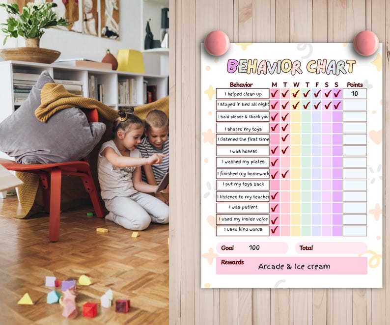 Behavior Checkboxes Kids Behavior Chart Printable Bundle | Reward Chart for Kids, Daily ...