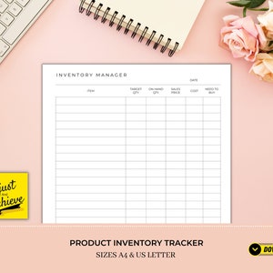 Printable Product Inventory Tracker | Instant Digital Download | Stock Management Template, Inventory List,  Small business organiser (A4)