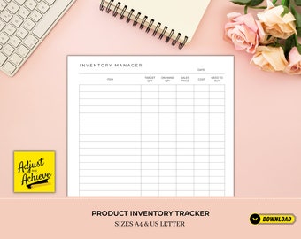 Printable Product Inventory Tracker | Instant Digital Download | Stock Management Template, Inventory List,  Small business organiser (A4)