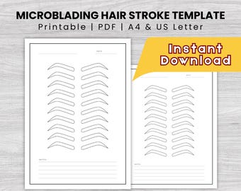 Microblading Practice Sheets Printable, Eyebrow Stroke Practice, PMU Training Sheets for Beginners, Brow Practice PDF A4 US Letter