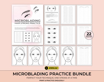 Microblading Hair Stroke Übungsblätter, Augenbrauen Mapping, Microblading Trainingsvorlagen, Microblading Muster, PMU Training