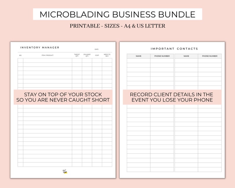 Printable Microblading Business Template SPMU Appointments Etsy Canada