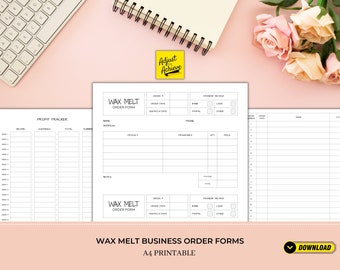 Wax Melt Order Forms For Small Business - Printable, Fillable  | Instant Digital Download | A4