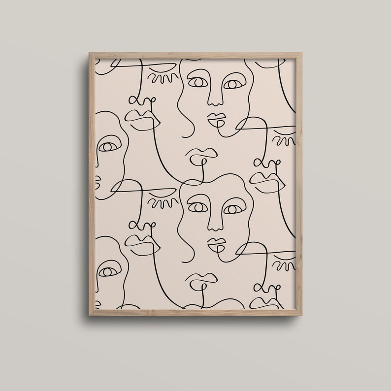 One Line Art Print Line Art Minimal Wall Art Face Line Art Etsy