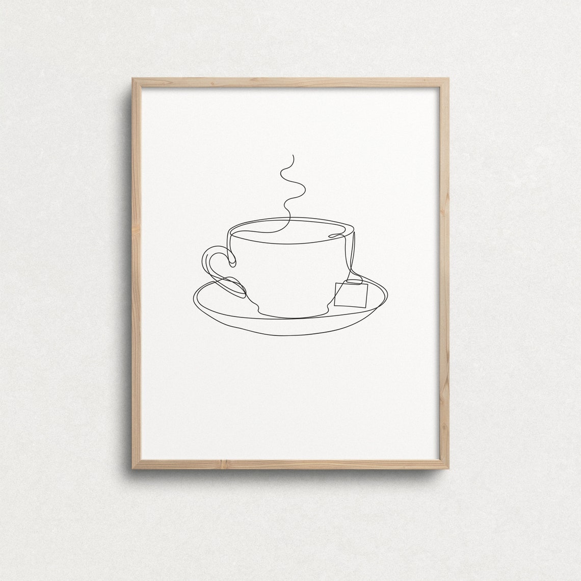 Tea Cup One Line Art Print Tea Lover Print Single Line | Etsy