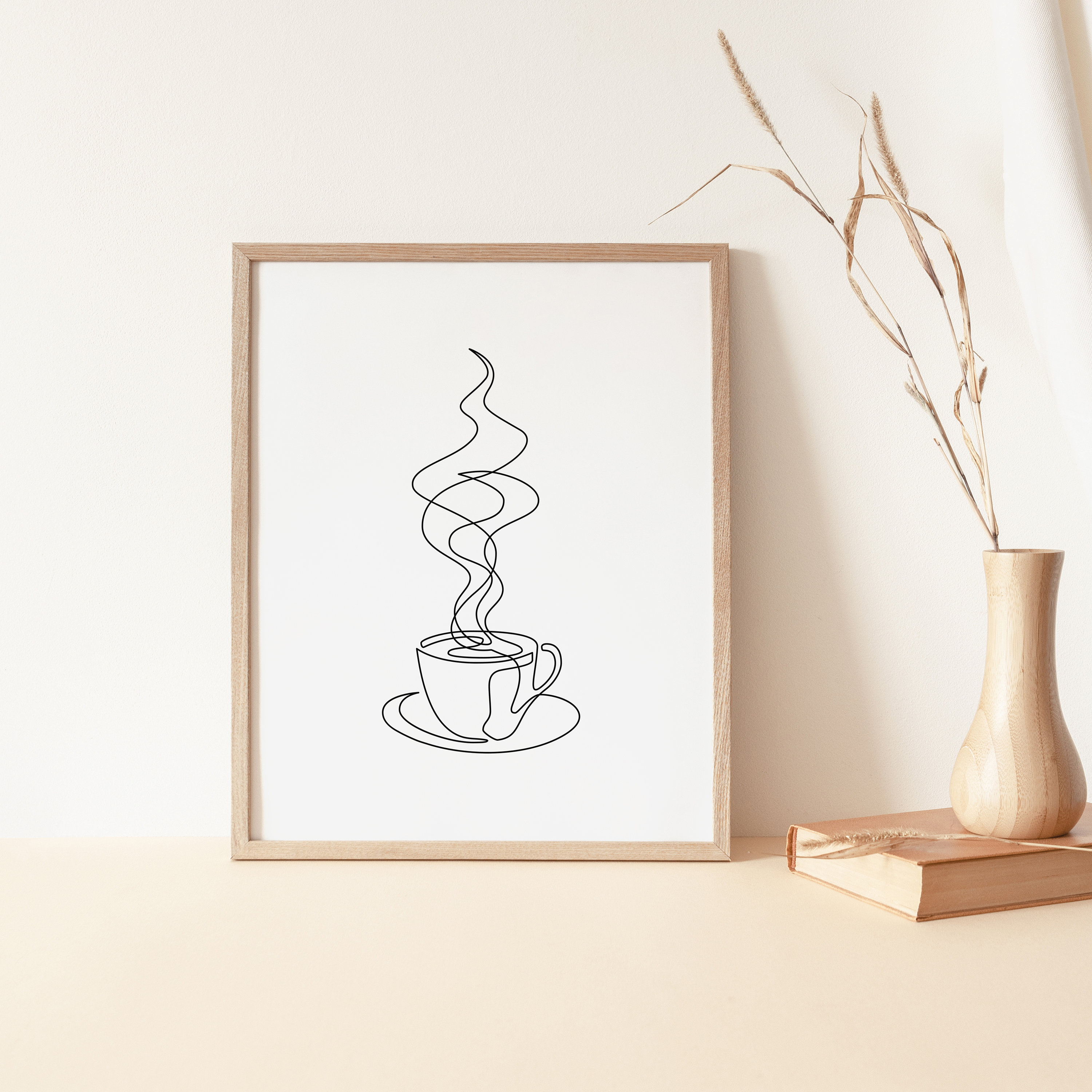 Coffee Cup Art Print Minimalist Wall Art Simple Line Etsy UK