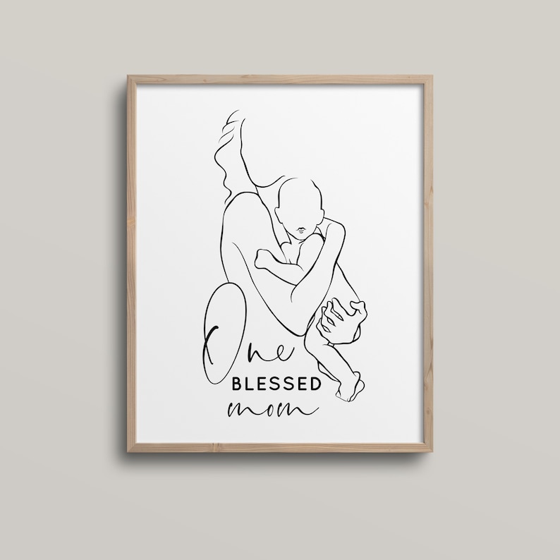 Mother and Child Line Art Print Motherhood Line Art Mother Etsy