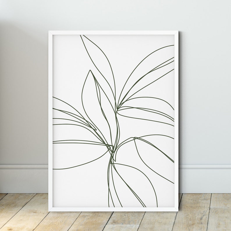 Leaves Print Botanical Print Modern Minimal Art Print Green Etsy