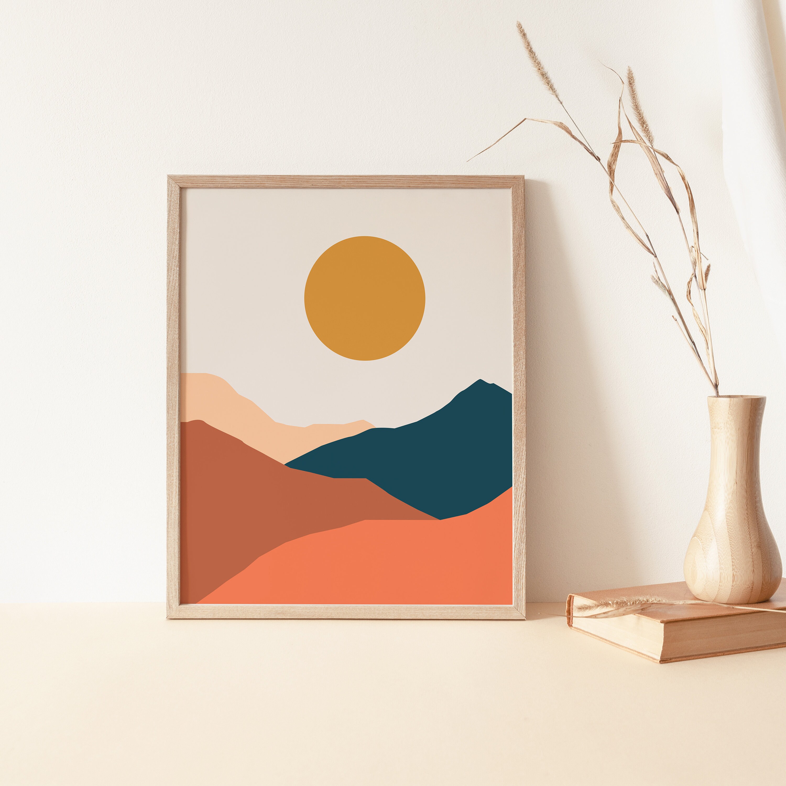 Mountains Art Print Warm Color Art Print Boho Wall Prints Etsy