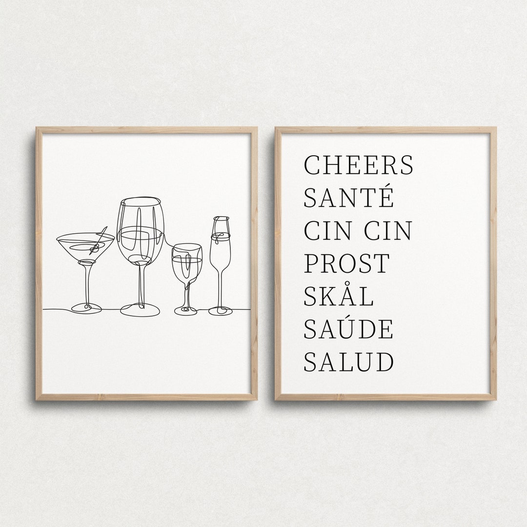Bar Set of 2 Prints, Drinks Art, Bar Cart Print, Bar Cart Art, Kitchen