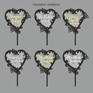 Cake Topper Inscription Sample Gothic Wedding LED Cake Topper, Halloween Wedding Cake Topper, Till ...