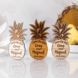 Pineapple save the date magnet wood, Hawaiian destination wedding favor gift, Tropical save date, Wedding favor magnet, unique magnet beach