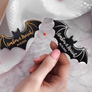 Save the dates magnets for Halloween wedding with gold or silver engraving, halloween invitation, spooky save the date, laser cut invitation
