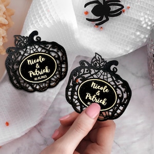 Save the dates magnets for Halloween wedding, Pumpkin magnet, mr and mrs pumpkin, Til death do us part, halloween invitation