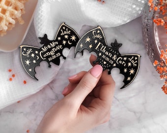 Save the dates magnets for Halloween wedding, halloween invitation, Save the date flying bat, laser cut invitation