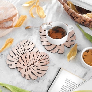 svg files for cricut Monstera, glowforge svg , Layout, Plants Laser Cut Vector, Laser cut Coasters, Farmhouse decor, Drink Coaster
