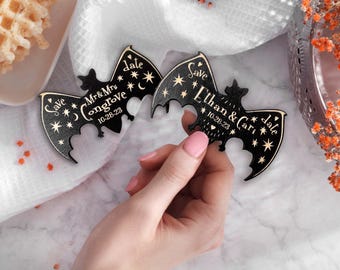 Save the dates bat magnets for Halloween wedding, gothic save the date, Spooky save the dates, Halloween invitation, fall wedding
