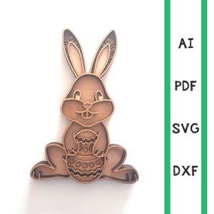 Lapin de Pâques avec oeuf de Pâques Layered lapin multicouche mandala laser coupe fichiers utilisation commerciale CNC dxf svg ai pdf cricut Glowforge oeuf de Pâques