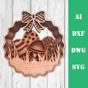 Oeufs de Pâques en couches multicouche mandala 3d laser coupe fichier usage commercial mur art décor à la maison CNC téléchargement dxf svg ai dwg cricut Glowforge