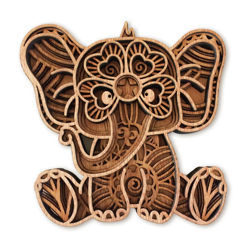 Download Cute baby elephant multi layer mandala model laser cut ...