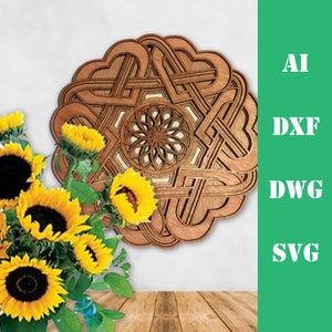 Harten multi layer mandala model laser gesneden bestand, commercieel gebruik, muur kunst home decor CNC download dxf svg ai dwg cricut 3d