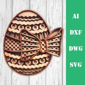 Osterei mit Schleife 3D Layered Multi Layer Mandala 3D Laser geschnitten Datei kommerzielle Nutzung Wand Kunst CNC Datei dxf svg ai dwg cricut Glowforge