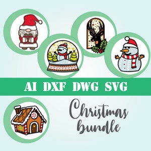 Christmas bundle 6 layered 5 designs mandala multi layer laser cut files 3D, commercial use, wall art CNC glowforge dxf svg ai dwg cricut