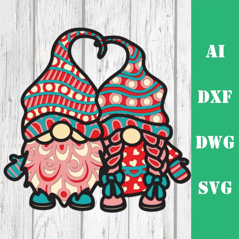Download Valentine gnomes layered 3D hearts multi layer mandala ...