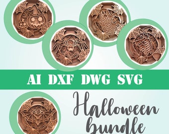 Halloween 3D Mandala Laser Cut File Bundle (svg dxf dwg ai)