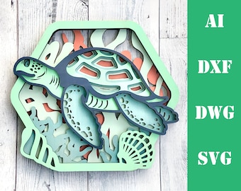 Layered Sea Turtle Mandala SVG | Coastal Wall Art, Cricut Cut File
