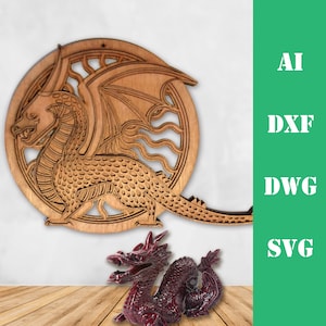 Dragon multi layer mandala model laser gesneden bestand, commercieel gebruik, muur kunst home decor CNC download dxf svg ai dwg cricut 3d