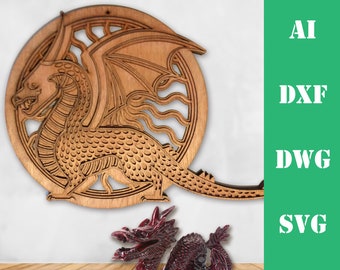 Dragon Mandala Laser Cut File, Layered Wall Art (Digital Download)